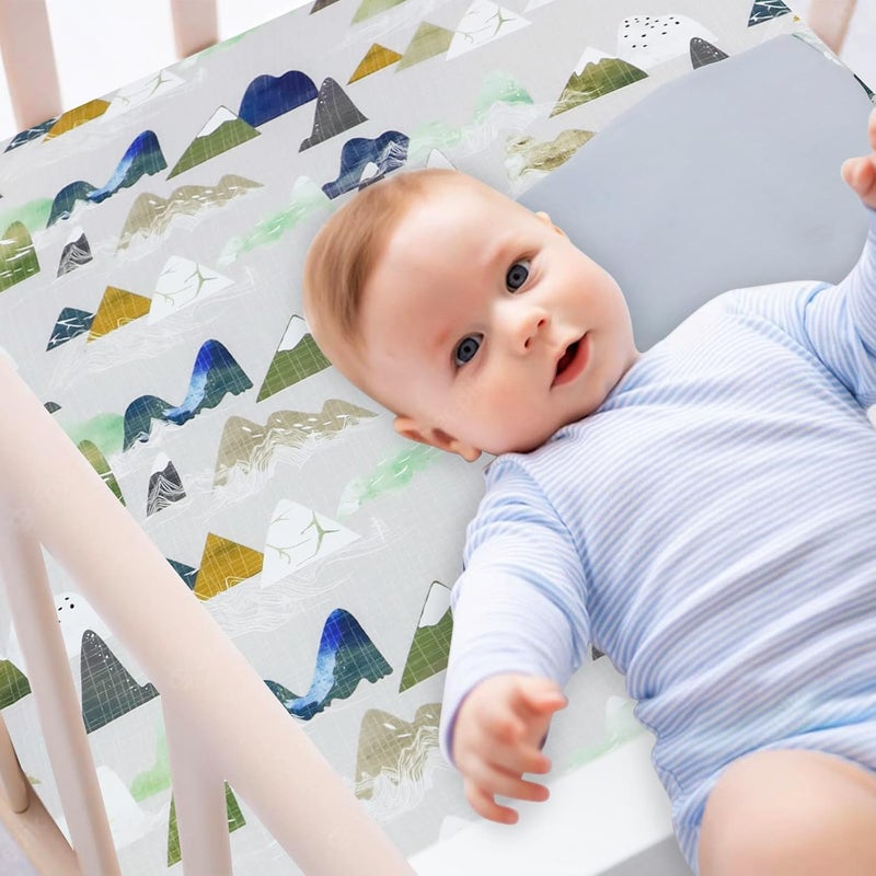 TANOFAR 4 Piece Crib Bedding Set for Boys, Infant & Toddler Nursery Bed Set with Crib Skirt, Quilt, Crib Sheet and Diaper Stacke, Standard Size Soft Baby Bed Set (Grey Mountain) - Image 4